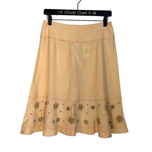 J.Jill Linen Peach Linen A-Line Skirt 4P - Picture 2 of 14